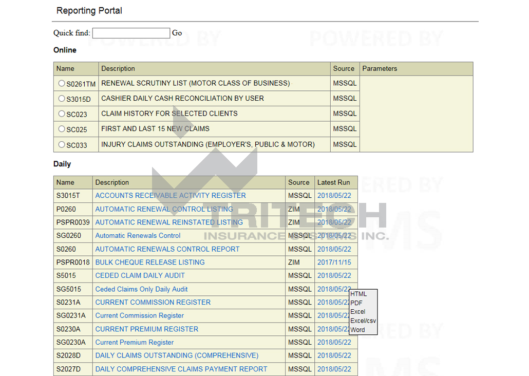 Tritech Reporting Portal